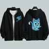 Hot Anime Fairy Tail Happy Cat Cute Graphic Hooded Men Women Zip Up Hoodies Casual Loose Sweatshirt Harajuku Men's Zipper Jacket