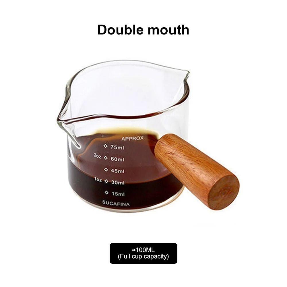 75 мл мерный стакан для эспрессо с двумя/одним горлышком кухонный инструмент креативный кувшин для молока с деревянной ручкой
