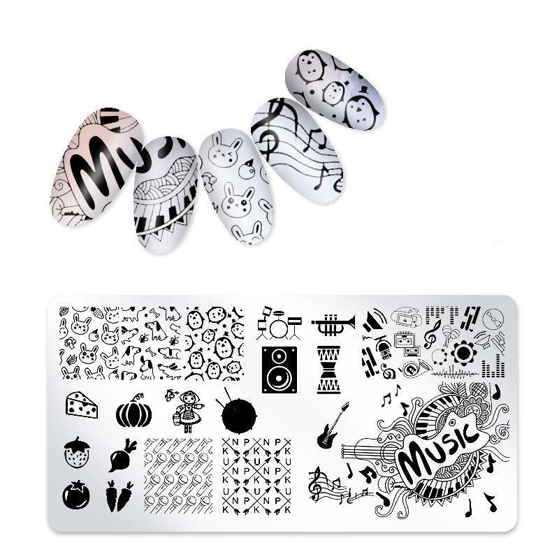 Прочная металлическая пластина для стемпинга ногтей с различными узорами для нейл-арта - 12 x 4 см