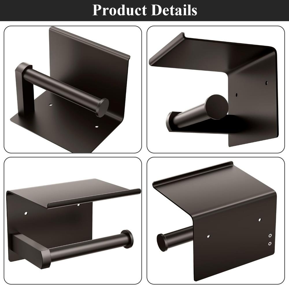 1pc Toilet Paper Holder with Phone Wall Mount Toilet Tissue Roll Holder Rustproof Multifunctional Bathroom Storage Dispenser Paper Holder Wall Mount