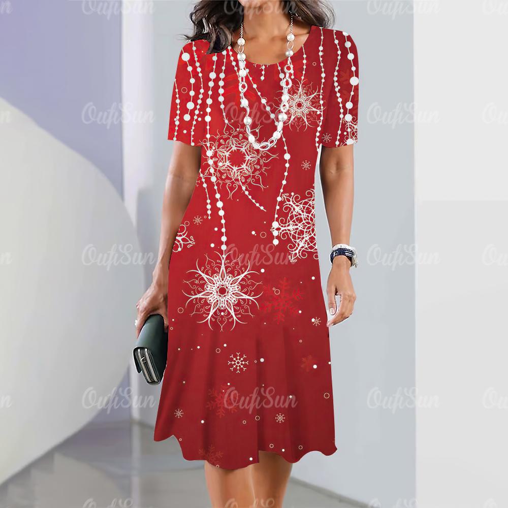 2025 New Women's Dresses Graphic  Print Elegant & Beautiful Midi Dresses Plus Size Female Summer One-piece Dress