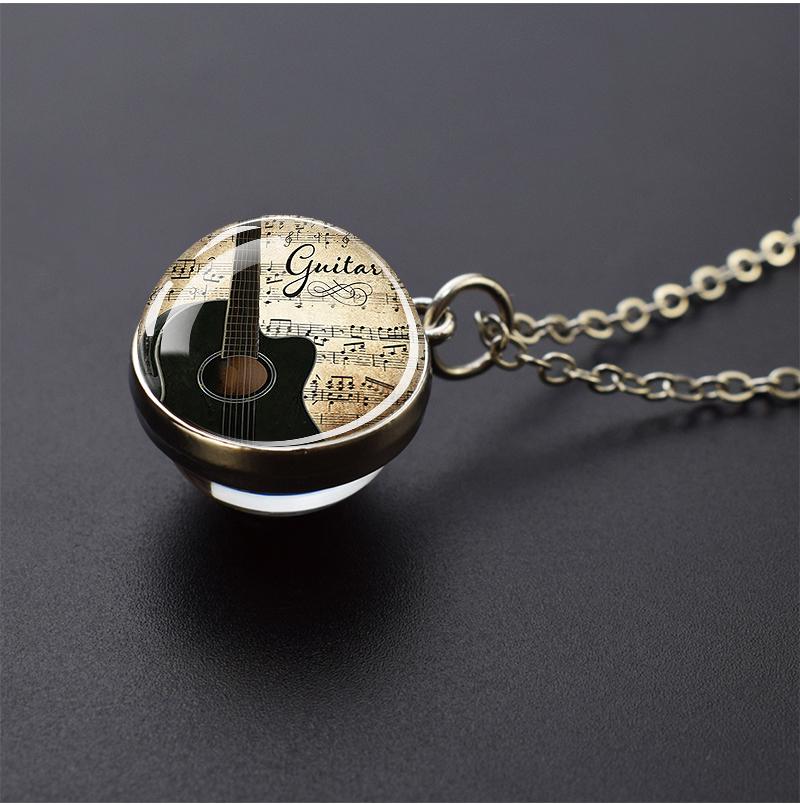 Ожерелья с музыкальными инструментами, фортепиано, гитара, кларнет, флейта, художественный стеклянный шар, кулон, музыкальная нота, ожерелье, женское музыкальное подарочное ювелирное изделие