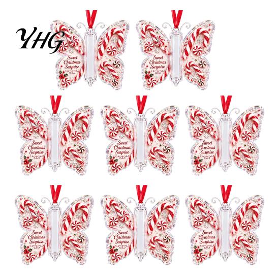 Festive Tree Hanging Decor Butterfly Cash Gift Ornament, Christmas Money Holder with Gifts for Family Friends Print, Acrylic Pendant Surprise Giving,