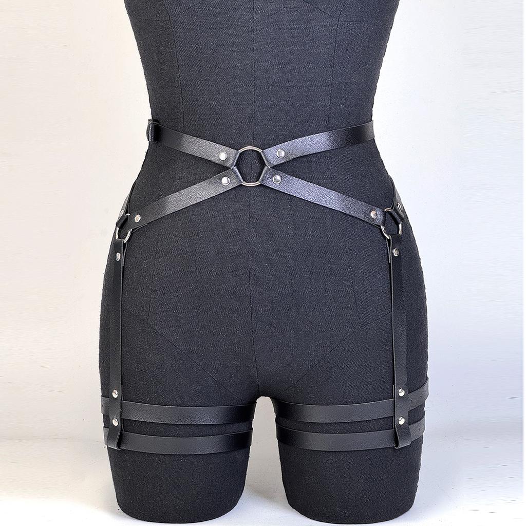 PU Leather Sexy Lingerie Leg Harness Thigh Garter Belt Gothic Belt Underwear Exotic Costume Women Dress