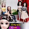 30CM Mini Movable 20Jointed Doll Girls Toy 3D Big Eyes BJD Princess Full Outfits Dresses Collection Childrens Doll Gift