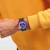 Swatch Кварцевые часы серии Neon, водонепроницаемые 30M, 47 мм, черный циферблат, корпус из био-основы, ремешок из био-основы, унисекс, SB06N102