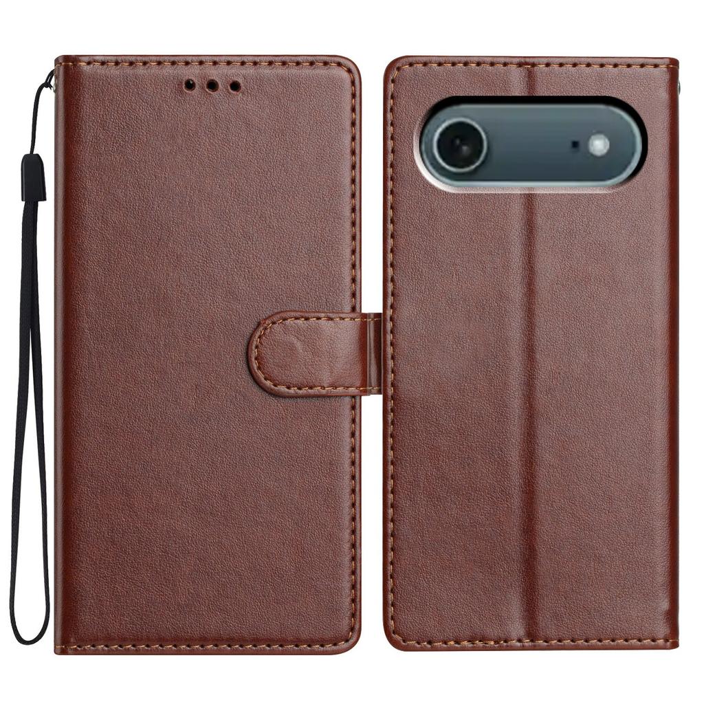 For iPhone 17 Air Leather Case Wallet Stand Phone Cover with Handy Strap