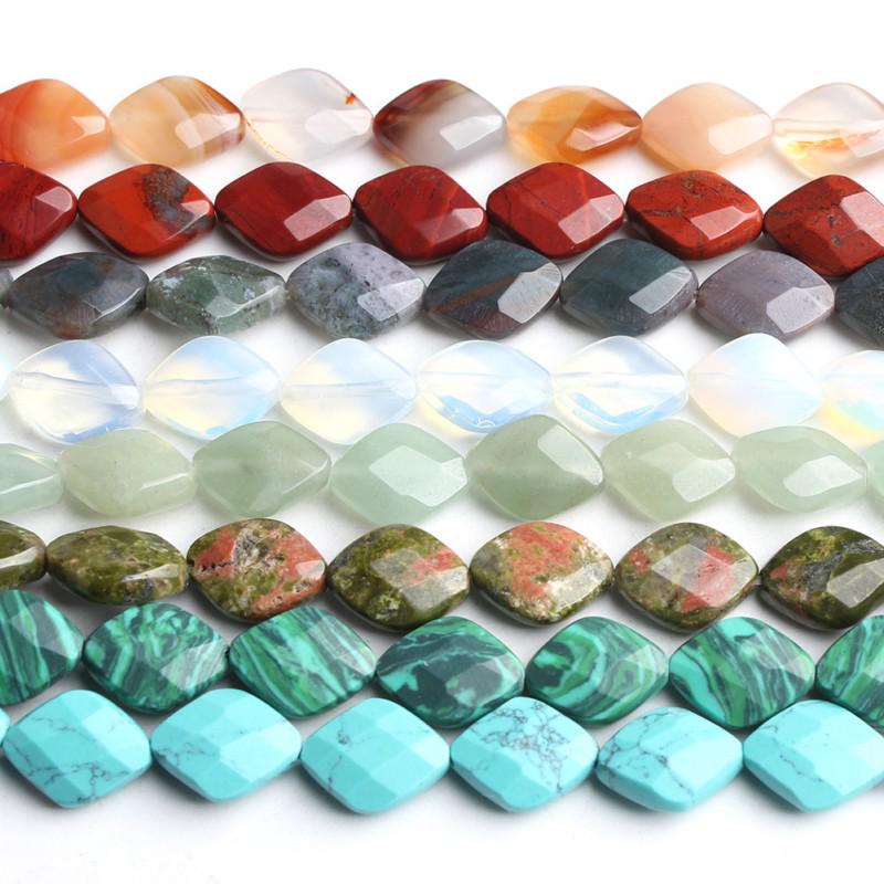 10x13 мм натуральный граненый камень ромбовидные бусины для изготовления ювелирных изделий DIY браслет 16 шт. бусины