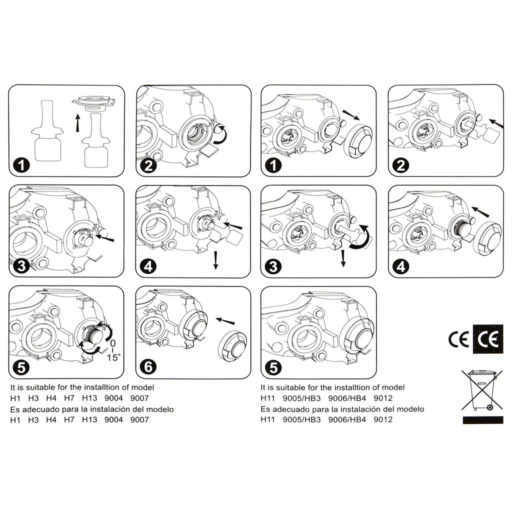 9005/HB3 H8/H9/H11 LED Bulbs Combo High Brightness 6000K White Mini Car LED Headlight Lamps