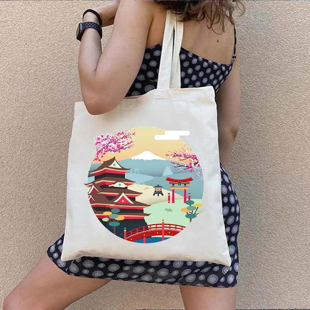 Printing Shopping Bag Female Travel Graphic Handbag Tote Handbags Aesthetic Carvas Shoulder Bags