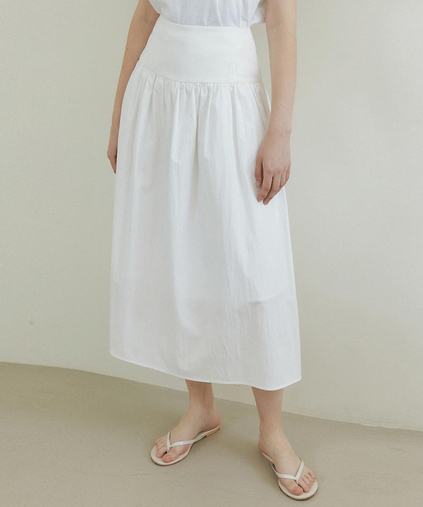 Riorg Fra Tiered Cotton Flare Long Skirt White