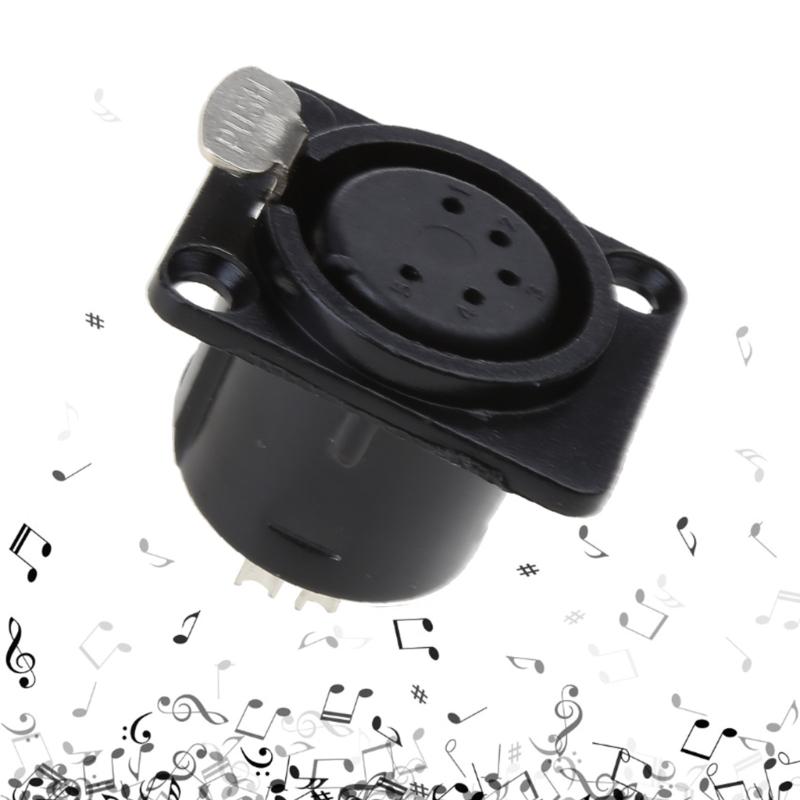 5 Pin Professional Speaker Plugs Female Base XLR Female Plugs Panel Mounted Connector 5-core Gold-plated XLR Connector