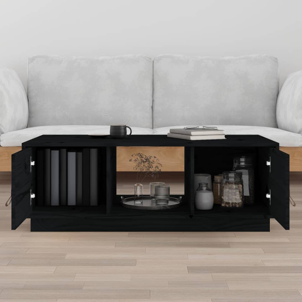 Coffee Table Black 100x50x35 cm Solid Pine Wood