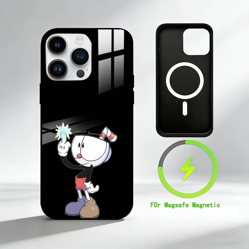 C-Cuphead Phone Case For iPhone 17 16 15 14 13 12 Pro Max Plus for Mirror Wireless Magnetic Cover