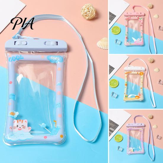 Snorkeling Phone Holder Cute Waterproof Pouch with Floating Airbag And Lanyard, Clear PVC Cellphone Dry Bag for Swimming Beach Underwater Photography