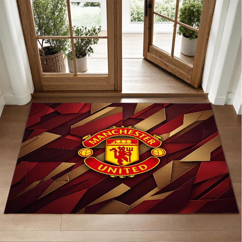 Manchester United Design Crystal Velvet Rug Soft Decorative Mat for Bedroom Entrance