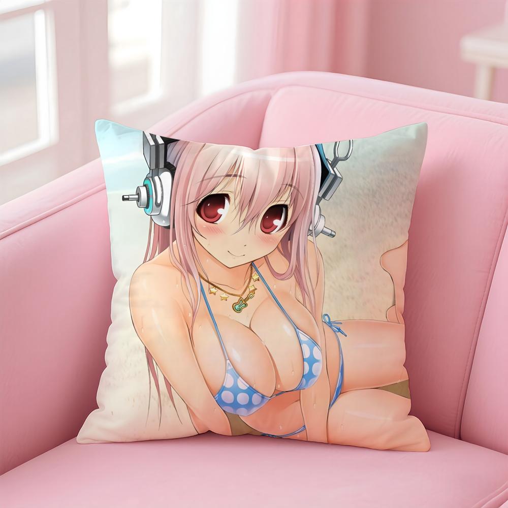 SSuper Sonico Cushion Cover Pillow Case Soft Friendly Fabric Concealed Zipper
