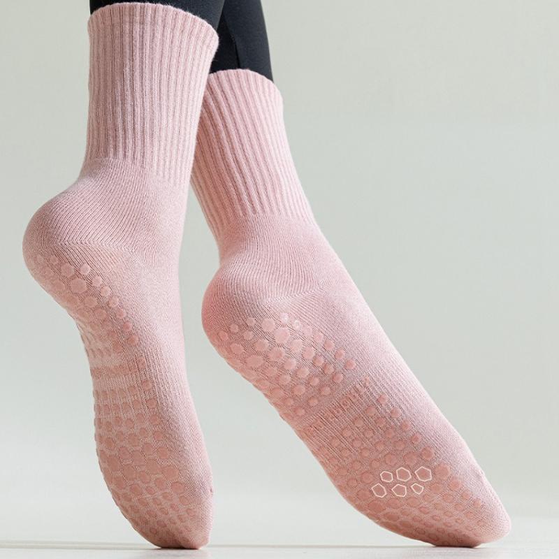 Autumn and Winter Simple Pure Color Mid Calf Socks Silicone Non-slip Fitness Indoor Dance Sock