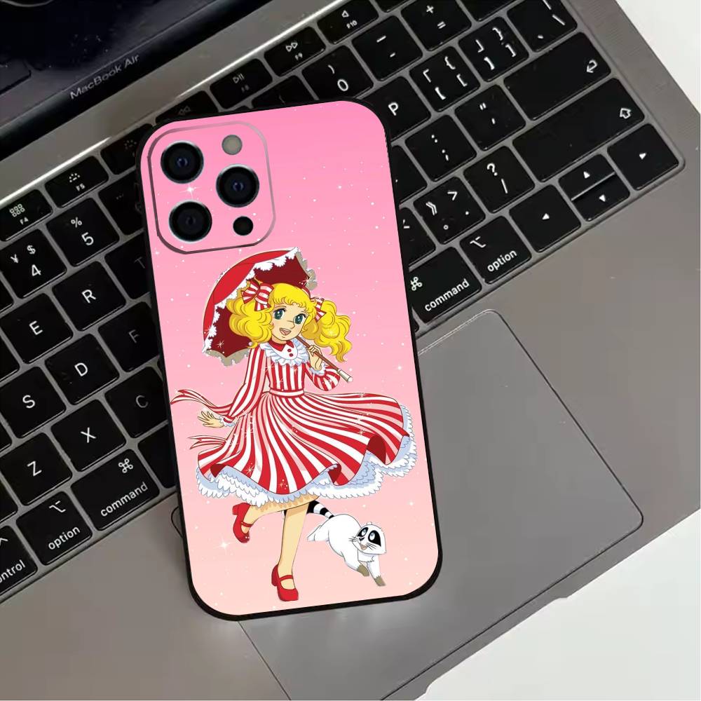 Anime Candy Candy Phone Case For iPhone 17,16,15,14,13,12,11 Plus,Pro Max,XS,Soft Silicone Black Cover