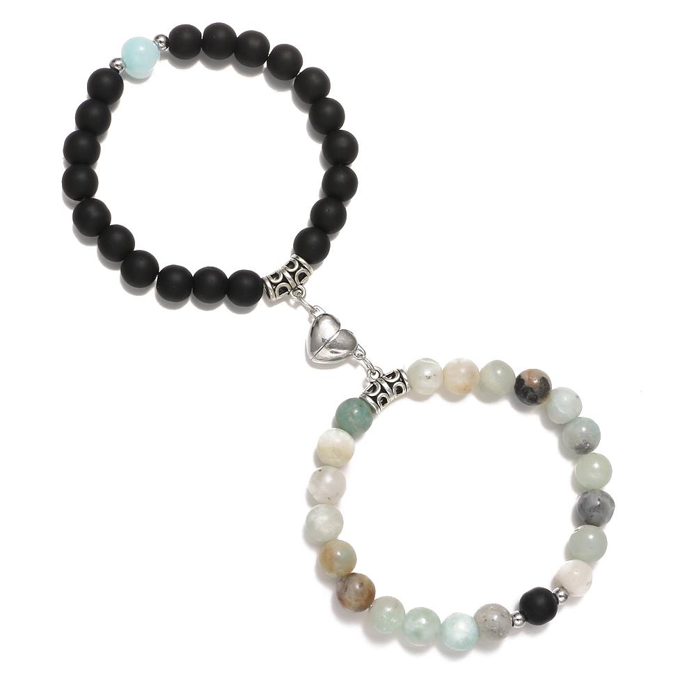 Мода 2 шт./компл. натуральный камень бусины браслет для йоги для влюбленных расстояние магнит пара браслеты ювелирные изделия дружбы