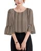 Printed Flared Chiffon Round No Oversized Everyday Wear [SPRING SEAON] Women's Shirt, Blouse, Sleeve, Shirt, 5/8 Sleeve, Neck, Iron, Top, S-XL,