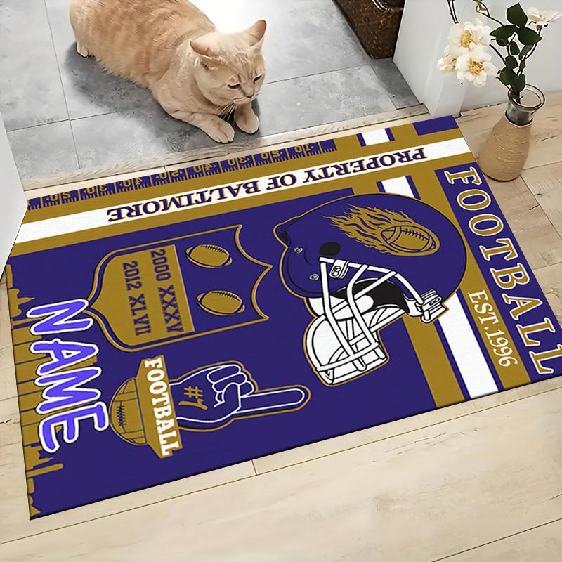 Custom Name Football Fanatic Journal Carpet Rug Customizable Soft Washable Anti-Slip Home Living Room Sofa Mats Personalized Rug. 090924