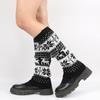 Thick Knit Snowflake Reindeer Christmas Leg Warmers