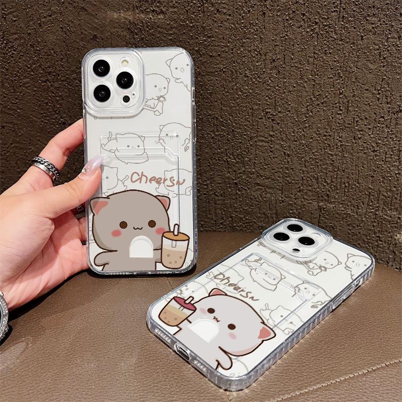 Силиконовый чехол-карман для карт для Xiaomi Redmi Note 14 13 Samsung A54 A24 A34 Oppo A38 A58 A78 IPhone 14 15 16 Прозрачный бампер для телефона