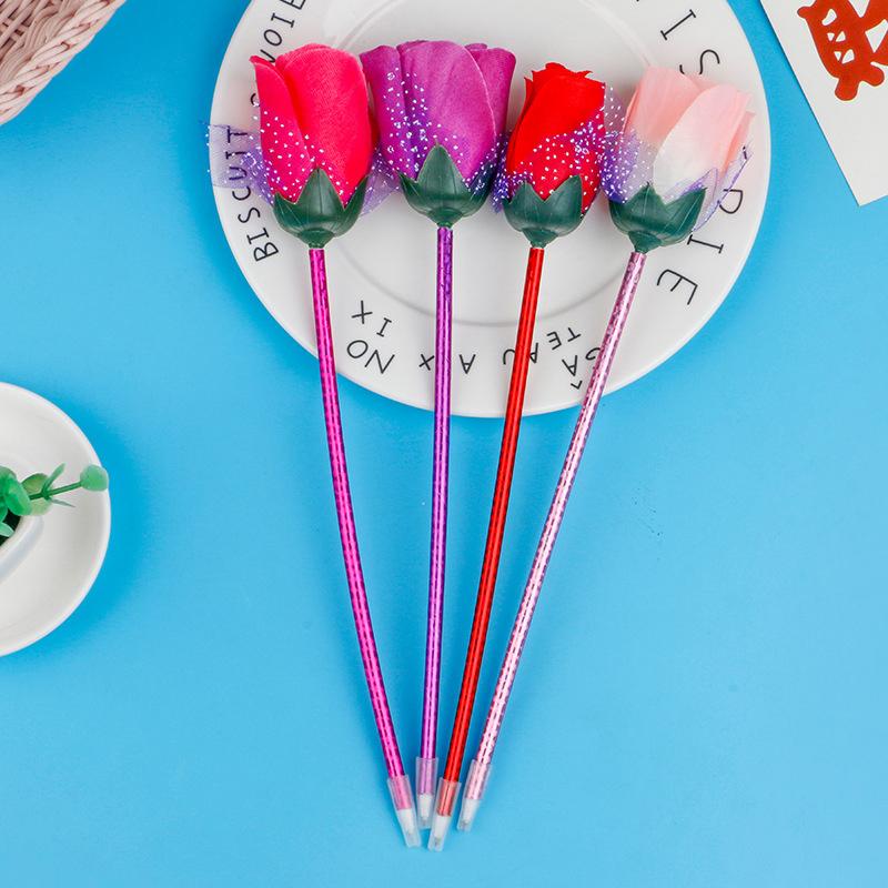 10 шт. шариковая ручка Rose креативные цветочные ручки цветы розы забавные надписи милые канцелярские принадлежности ткань пластик цветочный подарок