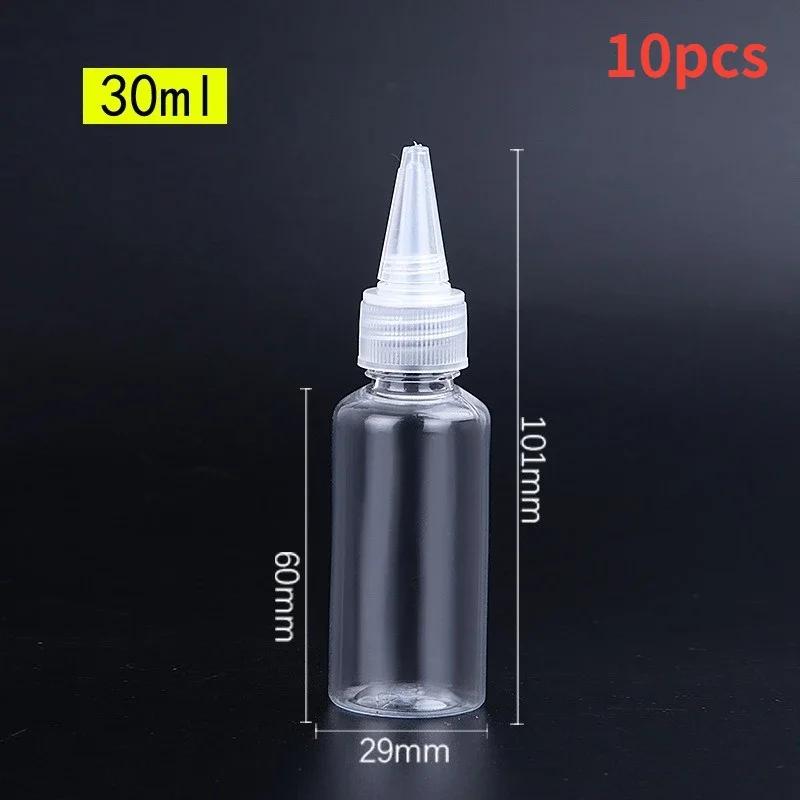 10 шт пустые флаконы-капельницы прозрачные бутылки с острым горлышком пластиковые портативные многоразовые насадки-капельницы с крышкой чернила клей бутылка