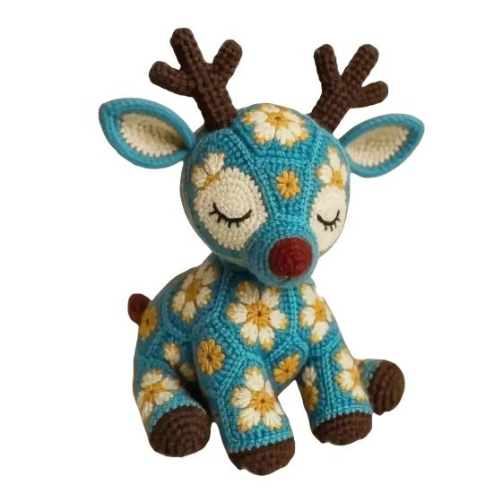 Набор для вязания крючком «Цветок-олень» Набор для начинающих для вязания крючком куклы-оленя Сделай сам Набор для начинающих вязание крючком животных с пряжей Крючок для вязания Рождественский подарок для взрослых детей