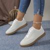 Модные осенние новые повседневные спортивные туфли с круглым носком и плоской подошвой, модные популярные кроссовки на шнуровке, нескользящие женские вулканизированные туфли