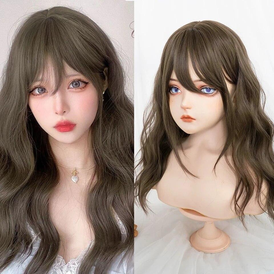 Синтетический длинный прямой розовый парик женский косплей парик с челкой термостойкое волокно повседневные накладные волосы для вечеринок