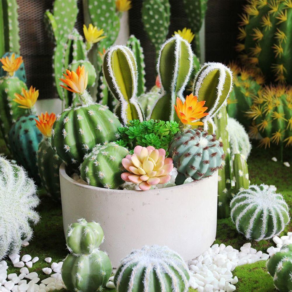 Реалистичный имитация кактуса Милые искусственные растения кактуса Искусственный кактус в горшке для офиса