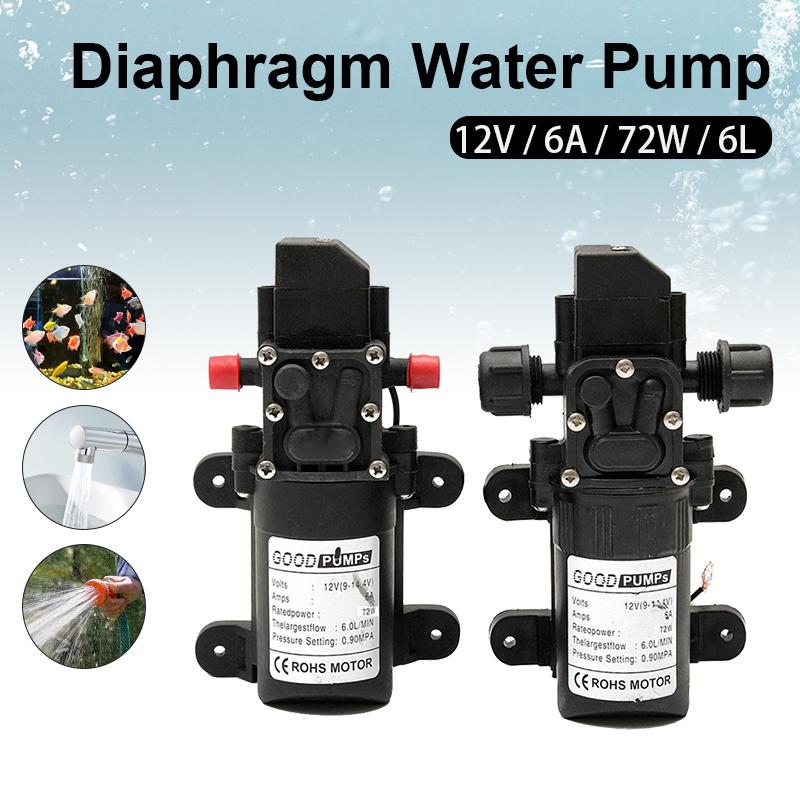 Electric Water Pump Black Micro High Pressure Diaphragm Water Sprayer Car Wash 12 V Adapter Agricultural DC12V 72W 120PSI 5L/MIN
