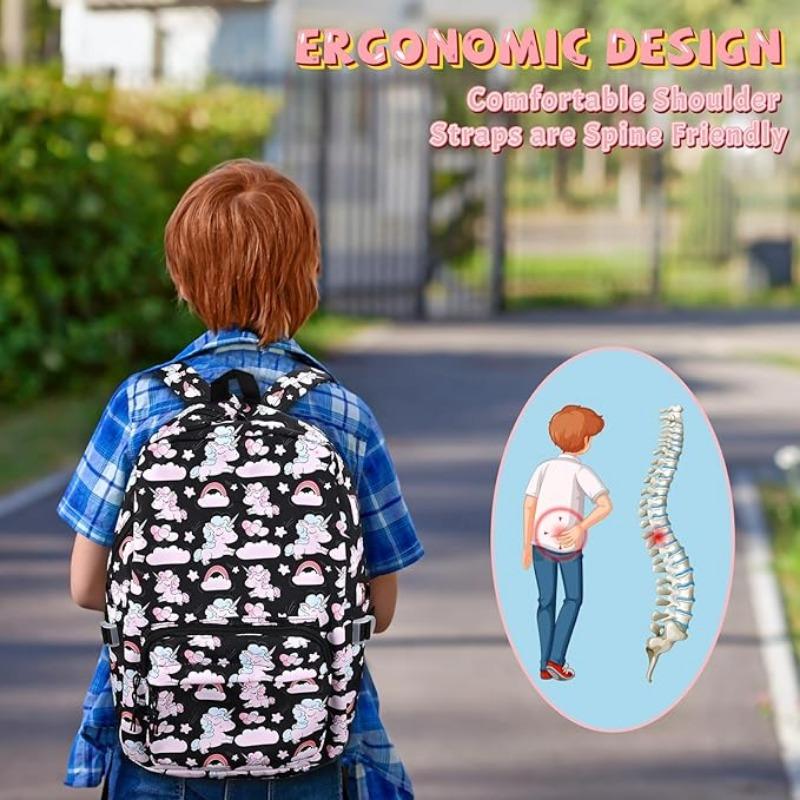 Kids Backpack Sets For Girls Boys Unicorn Backpack 3 In 1 Lightweight Bookbags Large Travel Rucksack With Lunch Bag Pencil Case