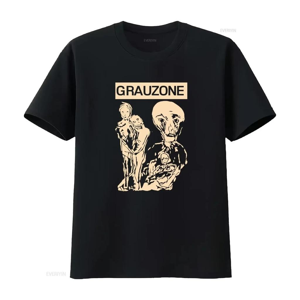 New rare Grauzone Band Vintage Reprint Black Cotton T Shirt vintage Washed Unisex Stretched fashion graphic