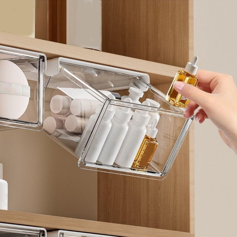 Plastic Under Desk Drawer Organizer Self Adhesive Qtip Holder for Swabs Floss