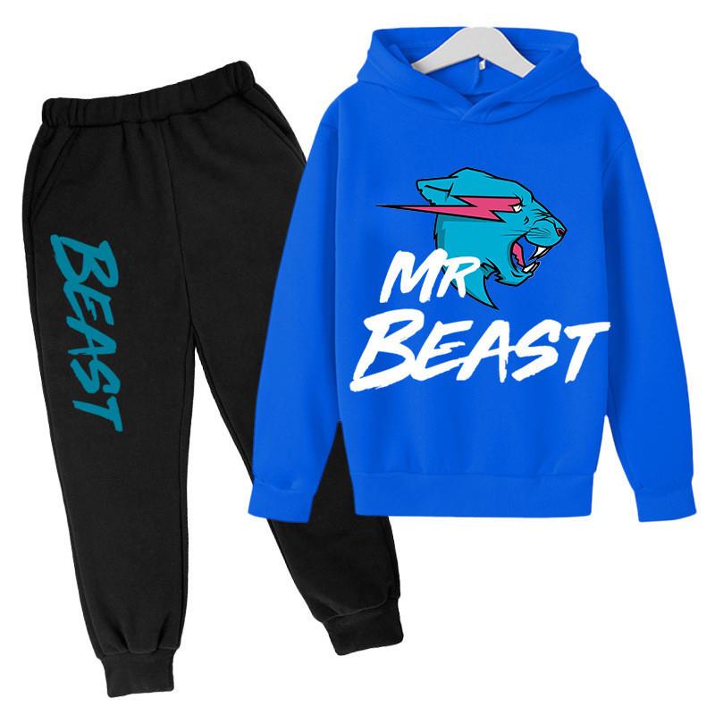 Модный набор худи с мультяшным принтом Mr Beast для мальчиков и девочек. Удобный и стильный