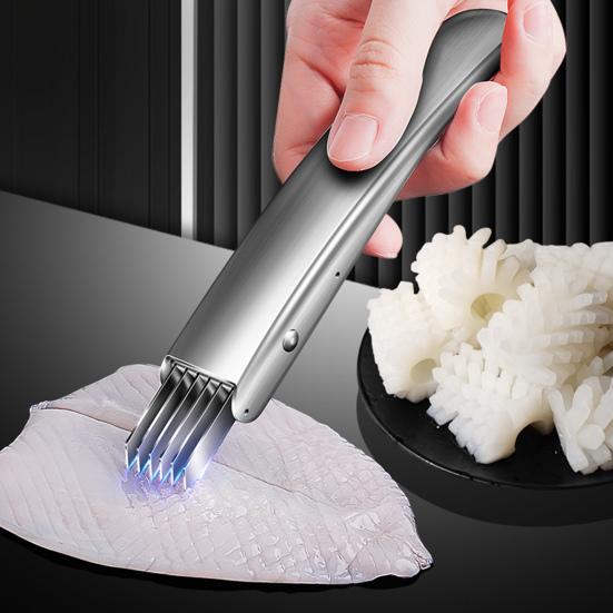 Scallion Cutter Stainless Steel Chopped Green Onion Knife Multi-Blade Herb Cutter Multifunctional Kitchen Shredding Knife for Vegetables Onion Garlic