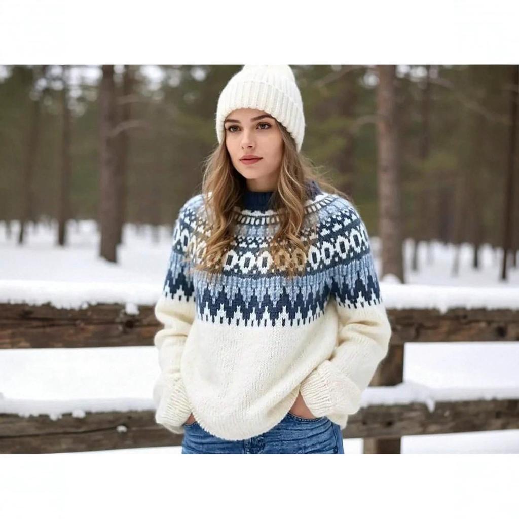 2026 Women's Fashion Knitwear: Trendy Color Block Loose Sweater for Everyday Wear