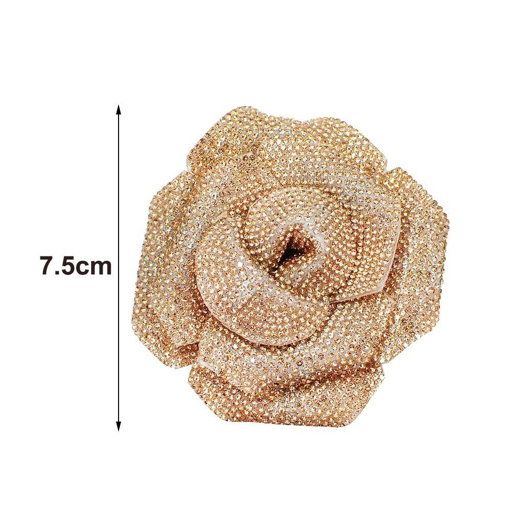 3D Rose Flower Brooch Fabrics Sparkling Rose Brooch Fabrics New Sew-On Applique Sewing Supplies