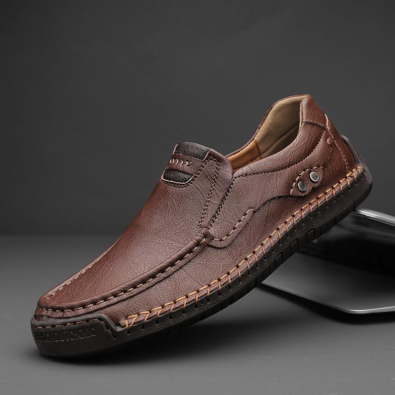 Handmade Genuine Leather Men's Casual Shoes Comfortable And Breathable Moccasins Men Business Flats Shoes Driving Shoes