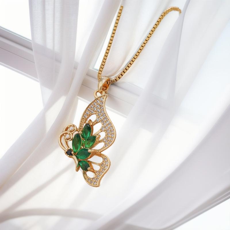 Высококачественное ожерелье-бабочка, женская модная цепочка на ключицу, слегка инкрустированная цирконием, кулон, золото, аксессуары ко Дню святого Валентина