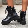 Женские панк ботильоны на толстой подошве черного цвета винтажные на шнуровке на платформе мотоциклетные ботинки женские из искусственной кожи готические туфли размер 35-42