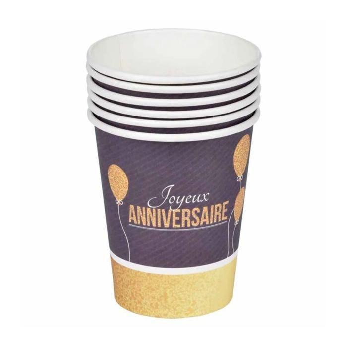 Set de 6 gobelets en papier Anniversaire ballons