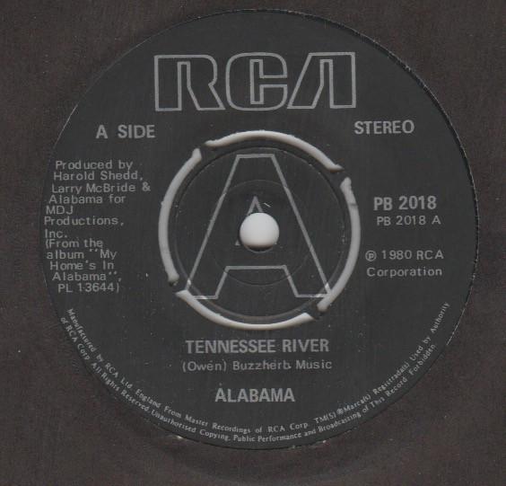 7inch Record ALABAMA - Tennessee River PB2018 RCA 1980 UK Folk Used