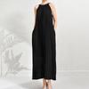 Women's Summer 2025 French Pleat Halter Neck Long Dress - Waist-Slimming High-End Vacation Style