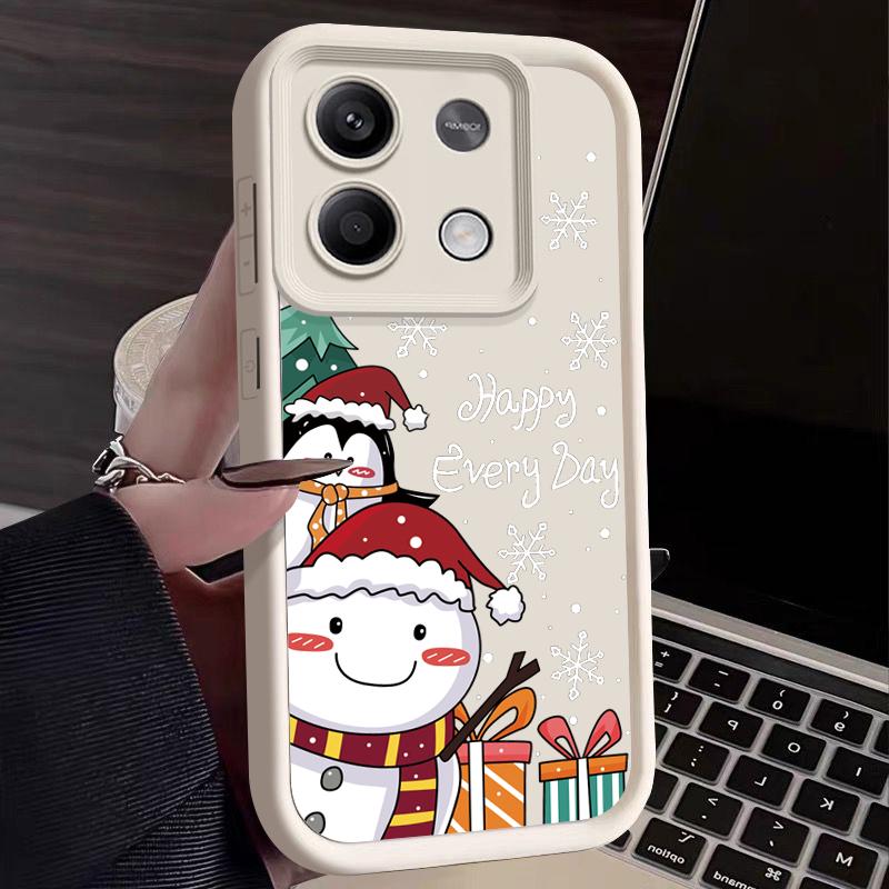 Для Xiaomi 13t Poco F6 X5 X6 Pro Redmi Note 13 12 11 10 Pro Рождественский пингвин снеговик узор конфетный цвет защита линз мягкий силиконовый чехол