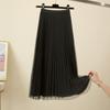Elegant Women Tulle Skirt Korean Fashion Mesh Ladies Chic High Waist Party Pleated Skirts Faldas
